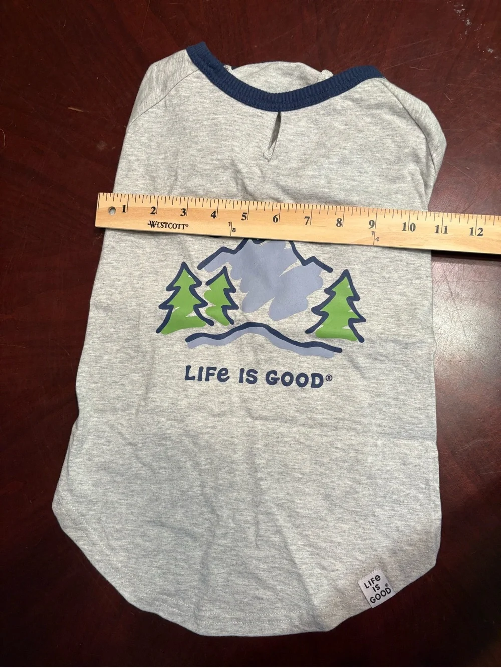 Life is Good Gray Dog Tee with Mountain Graphic